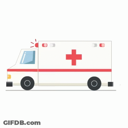 Ambulance With Red Cross Driving Down Street GIF