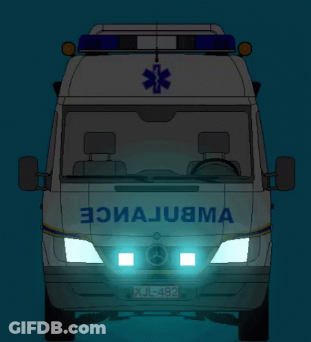Ambulance With XJL 482 License Plate GIF