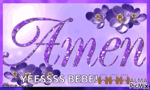 Amen Surrounded By Purple Flowers GIF