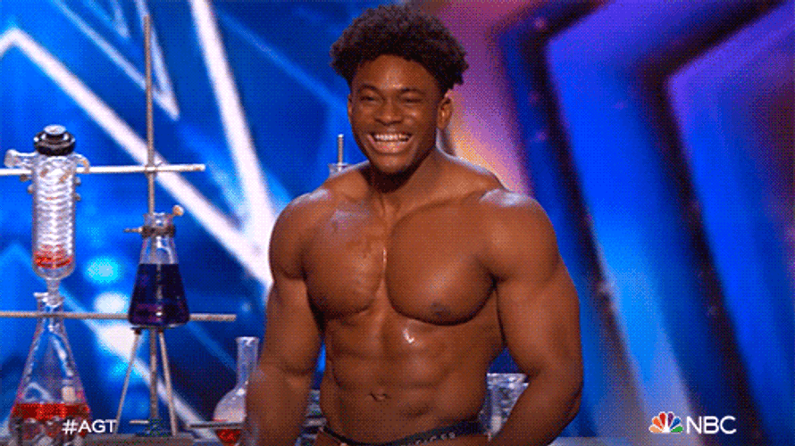 America's Got Talent Contestant Flexing Muscle Growth GIF