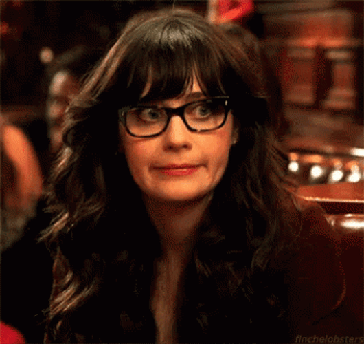 American Actress Zooey Deschanel Awkward Smile GIF