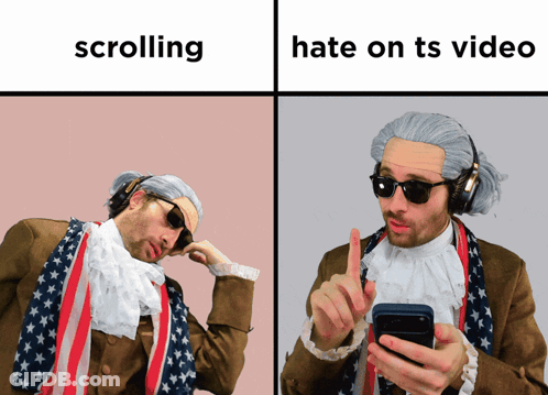 American Flag Man Phone, Scrolling And Hate Behind GIF
