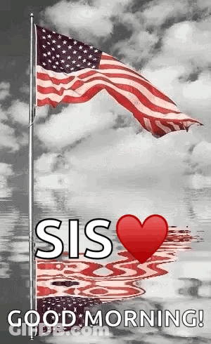 American Flag Waving Good Morning GIF