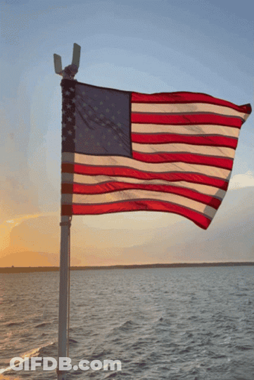 American Flag Waving On Boat GIF