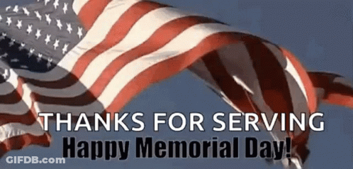American Flag Waving Thank You Memorial Day GIF