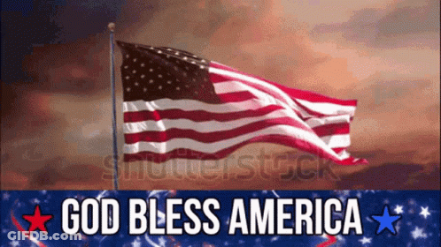 American Flag Waving With God Bless America GIF