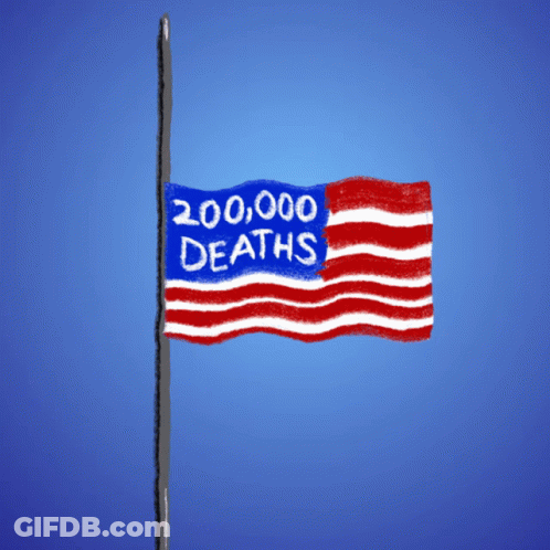 American Flag With 200,000 Deaths GIF