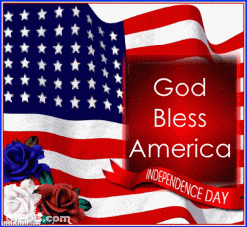 American Flag With God Bless America GIF