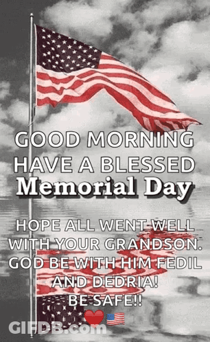 American Flag With Good Morning Blessed Memorial Day GIF