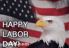 American Flag With Roses Saying Have A Safe Labor Day GIF
