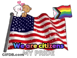 American Flag With Teddy Bears And Pride GIF