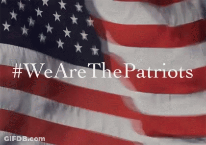 American Flag With Words We Are The Patriots GIF