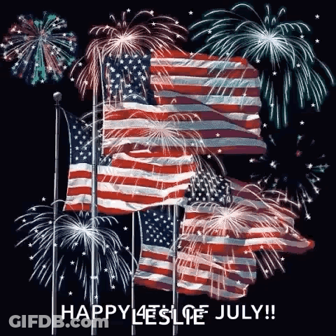 American Flags Flying Fireworks GIF