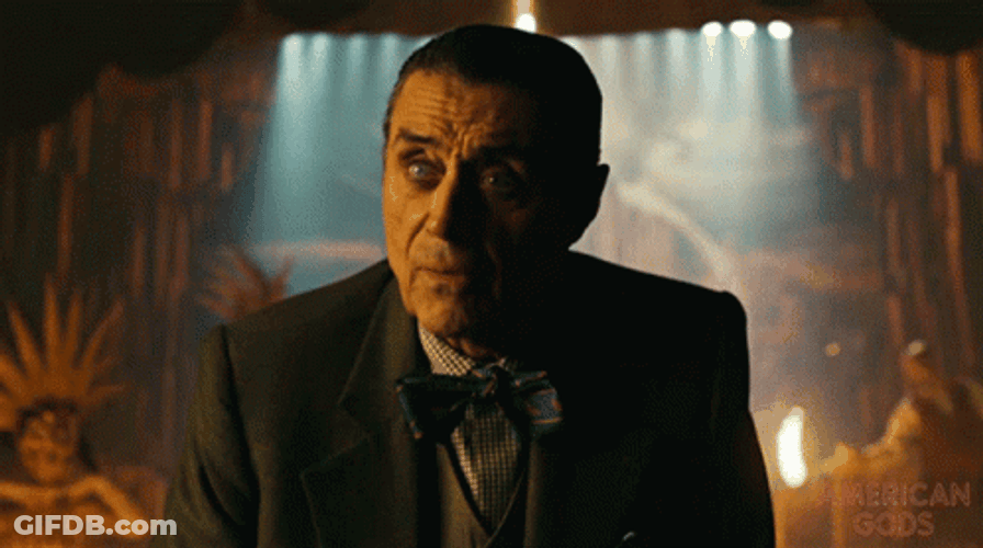 American Gods Mr Wednesday Hand On Chest GIF