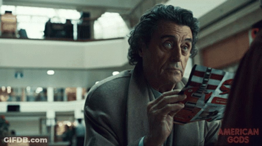 American Gods Mr Wednesday Sudden Smile GIF