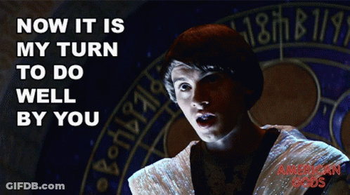 American Gods Poster Man In Front Of Circular Sign GIF