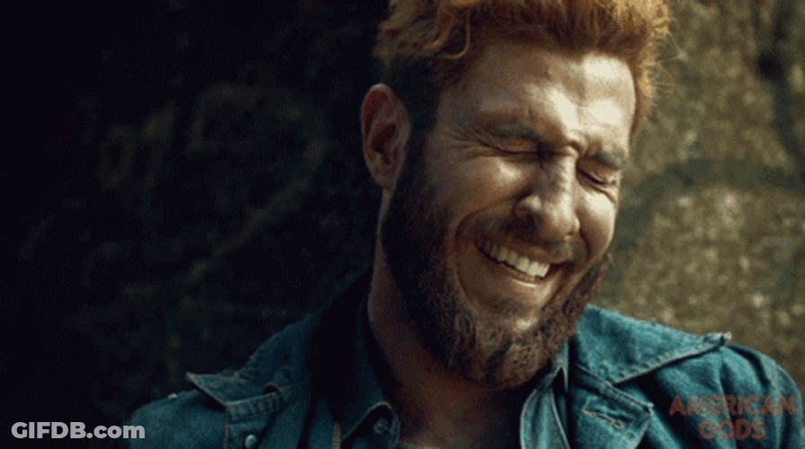 American Gods Shadow Moon Laughing GIF
