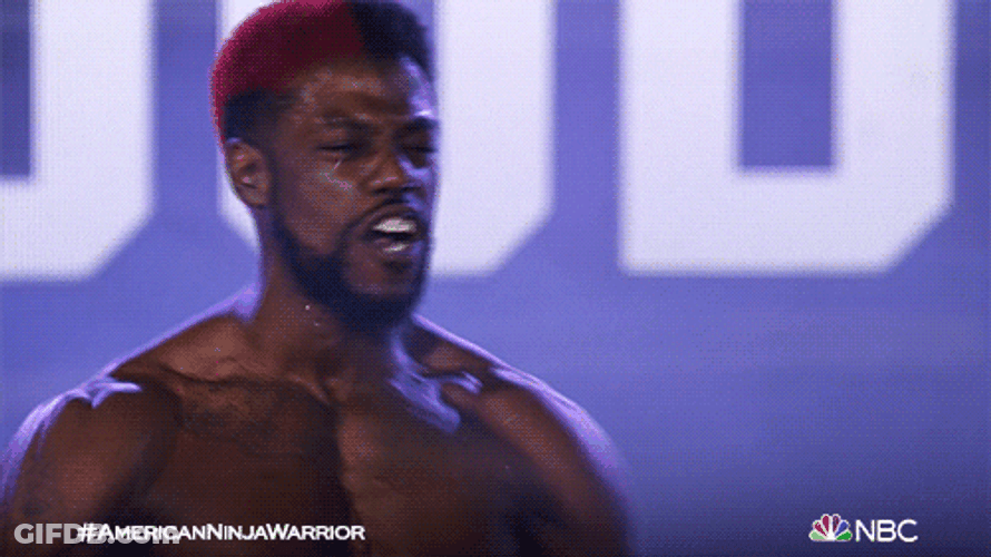 American Ninja Warrior Guy Flexing Muscle Growth GIF