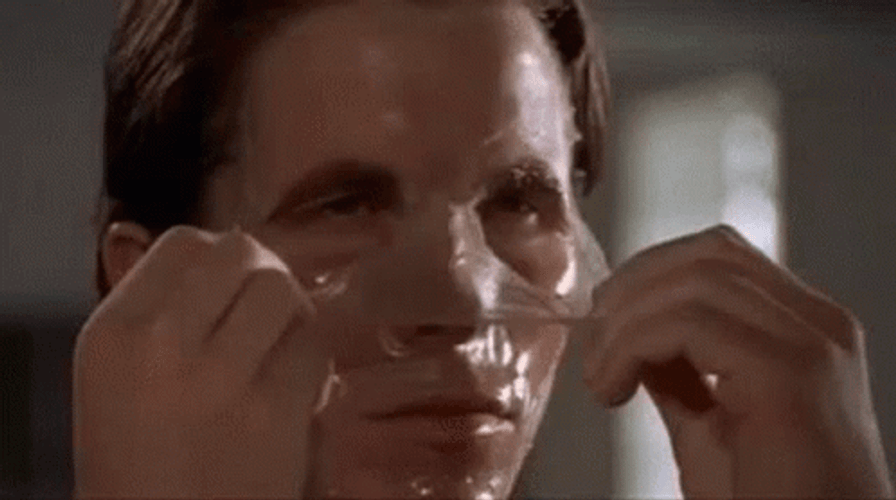 American Psycho Patrick Bateman Mask Off GIF