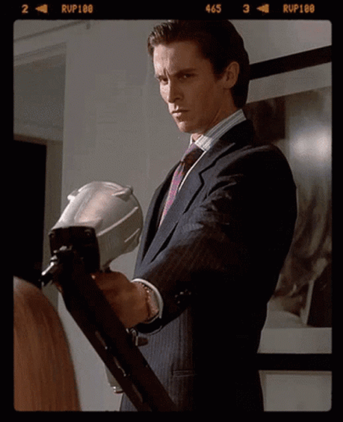 American Psycho Patrick Bateman Nail Gun GIF