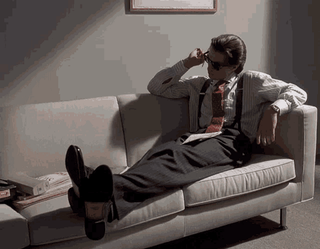 American Psycho Patrick Bateman Relaxing GIF