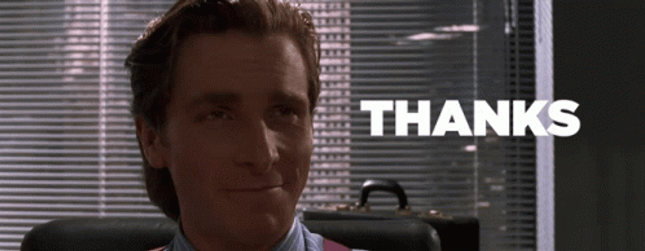 American Psycho Patrick Bateman Thanks GIF