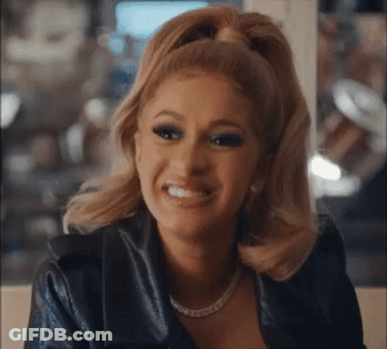 American Rapper Cardi B Cringey Awkward Smile GIF