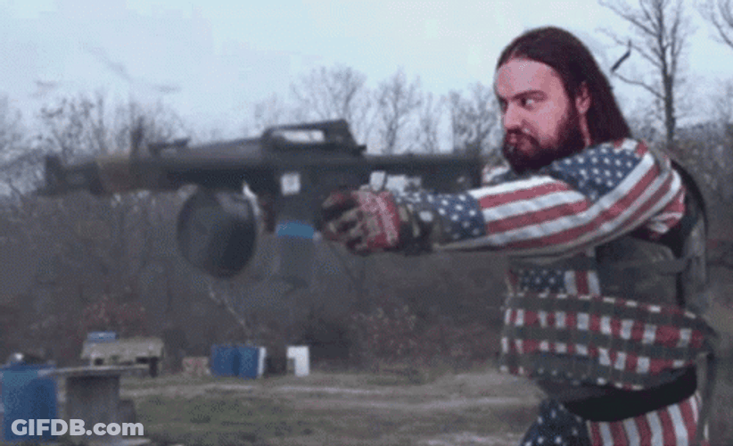 American Soldier Firing Machine Gun GIF