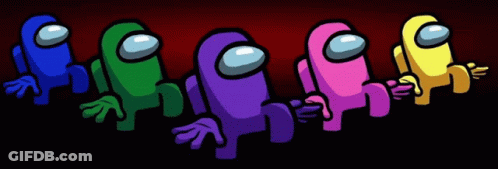 Among Us Characters Standing In A Row GIF