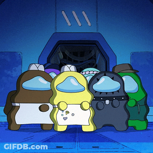 Among Us Characters Standing In Doorway GIF