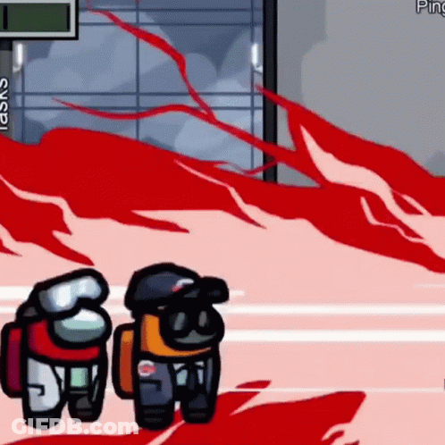 Among Us Characters Standing Together GIF
