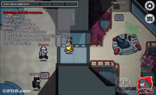 Among Us Game That Says Sabotage And Kill Everyone On The Bottom GIF