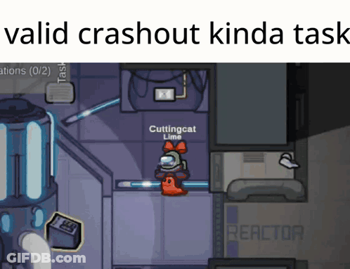 Among Us Game With Cuttingcat Lime Standing In A Room GIF