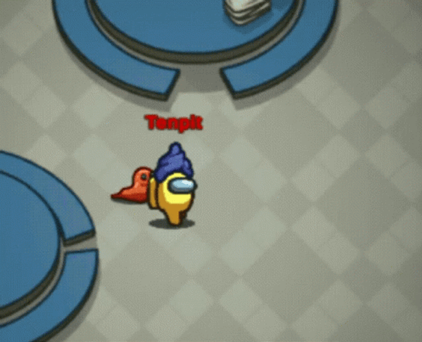 Among Us Yellow Impostor Kill At Cafeteria GIF