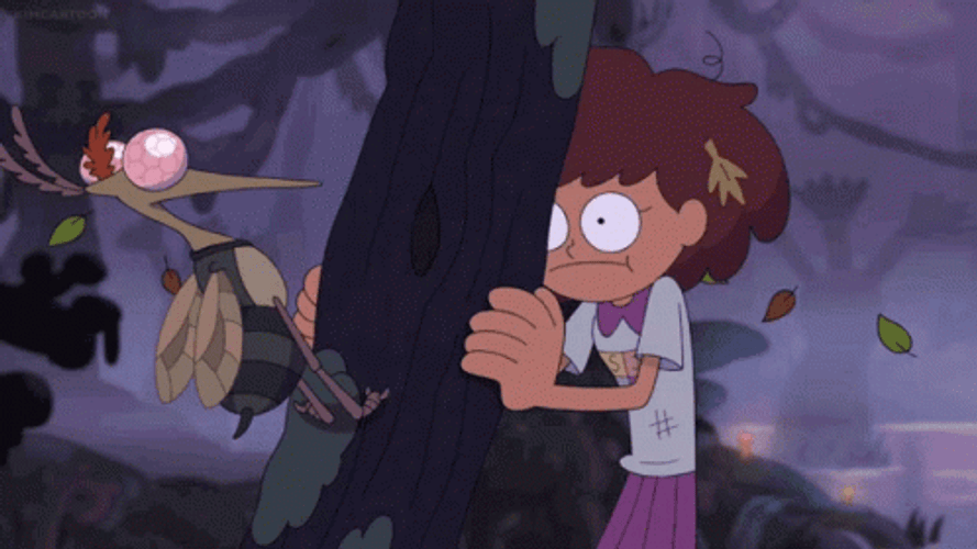 Amphibia Anne Smashing Her Head On The Tree GIF