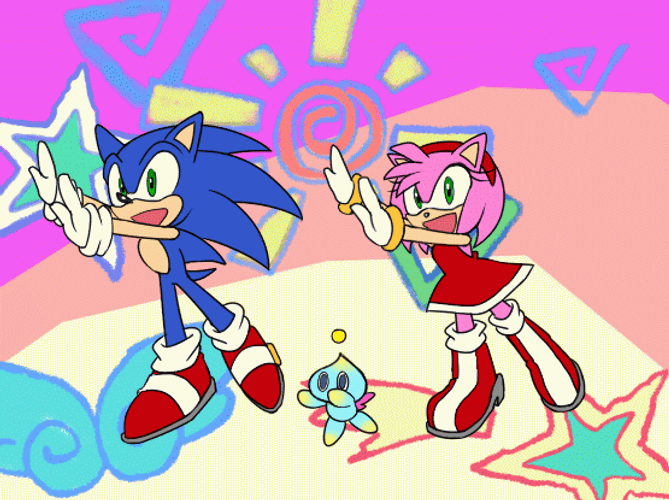 Amy Rose And Sonic Dancing GIF