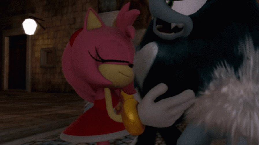 Amy Rose Hugging Sonic GIF