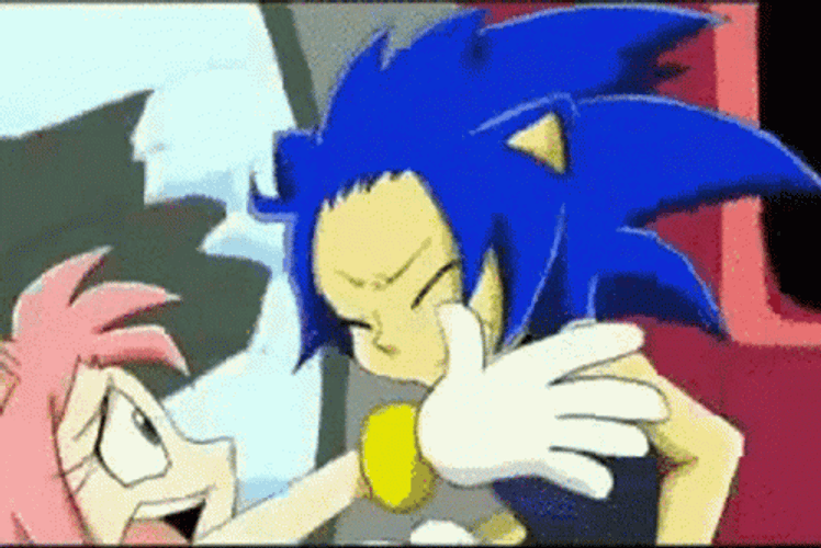 Amy Rose Hugs Sonic Tightly GIF