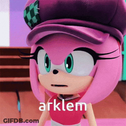Amy Rose In Purple Hat And Pink Shirt GIF