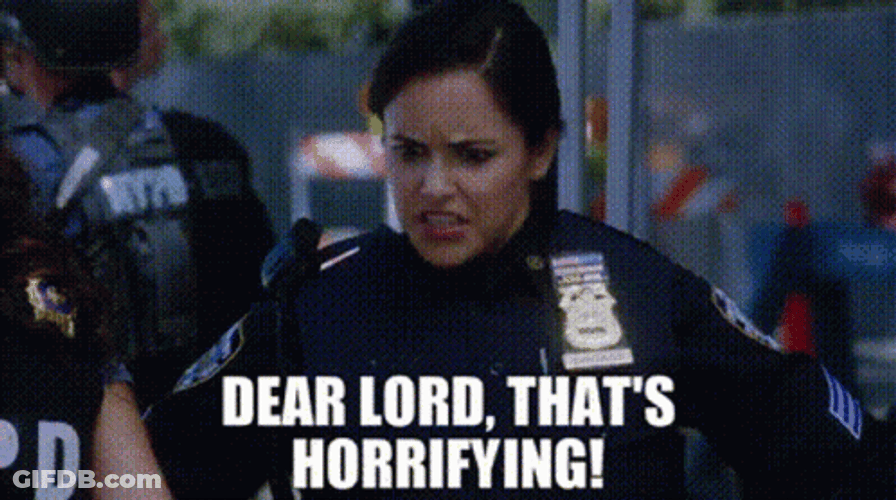 Amy Santiago Horrified While Standing GIF