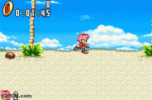 Amy Walking On Beach In Sonic Game GIF
