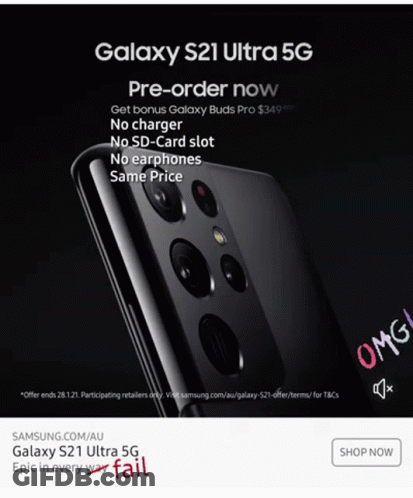 An Ad For A Galaxy S21 Ultra 5G Phone GIF