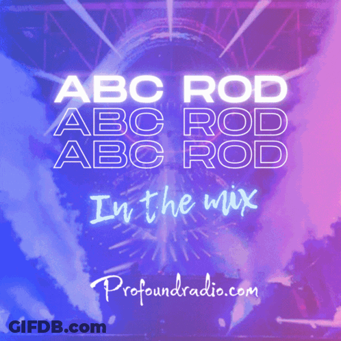 An Ad For Abc Rod In The Mix With A Purple Background GIF