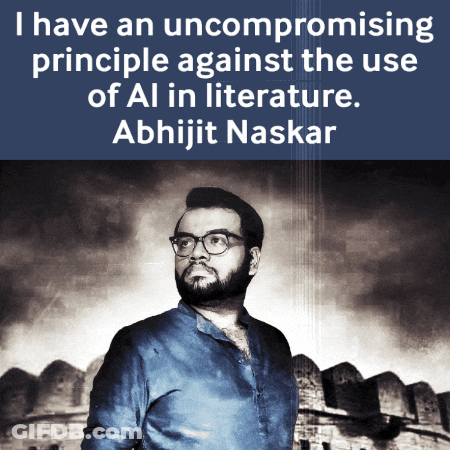 An Ad For Abhijit Naskar Shows A Man In Glasses GIF