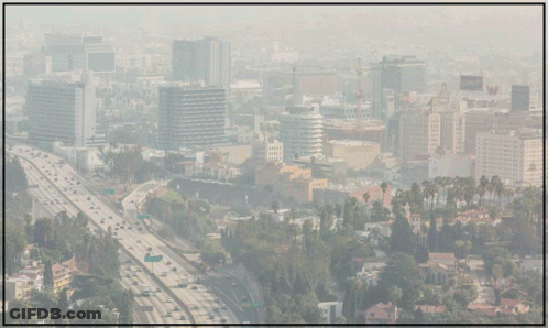 An Ad For An Air Purifier For Smoke Shows A City With Smog GIF