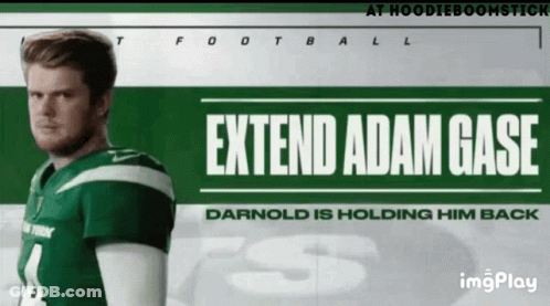 An Ad For Extend Adam Gase Shows A Man In A Jets Uniform GIF