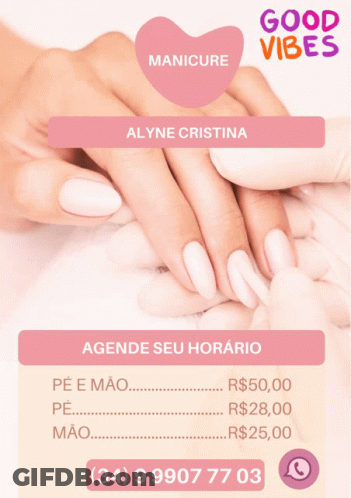 An Ad For Good Vibes Manicure With A Phone Number GIF