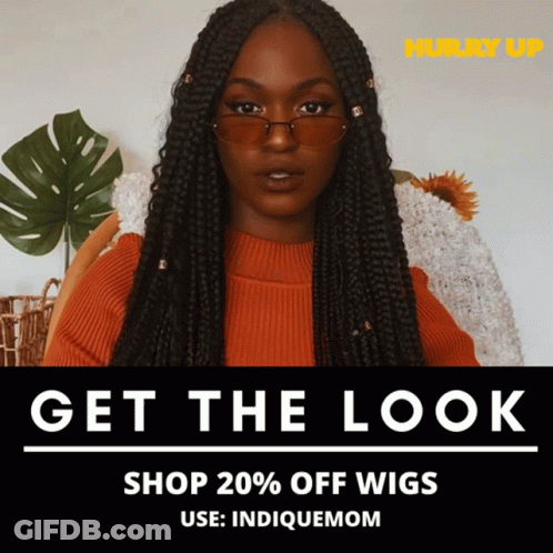 An Ad For Hurry Up Shows A Woman Wearing Glasses And Braids GIF