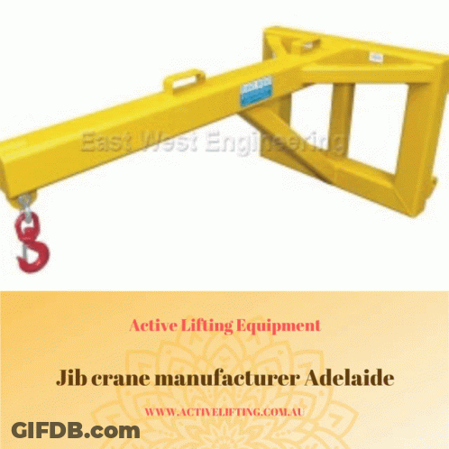 An Ad For Jib Crane Manufacturer Adelaide With A Picture Of A Crane GIF