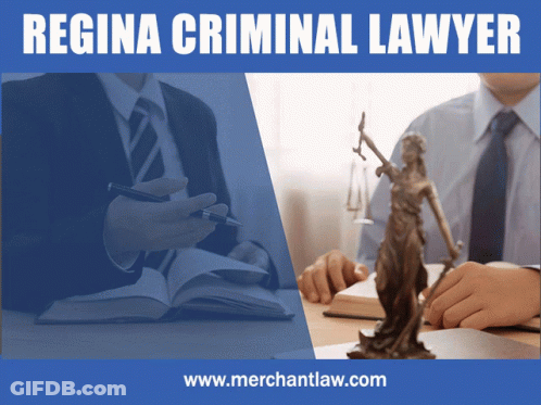 Regina Criminal Lawyer Ad With Lady Justice GIF